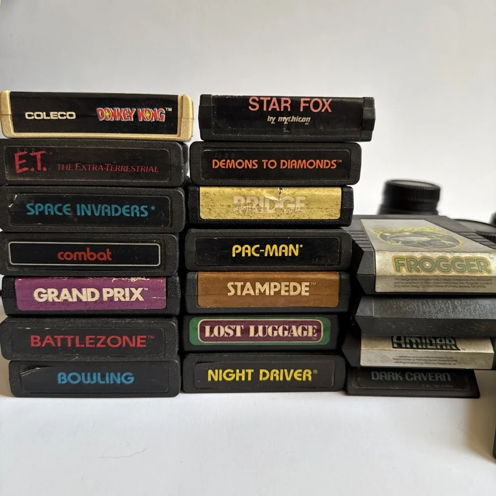 Atari 2600 Games Lot Of 18 Plus Controllers & Accessories. Untested AS-IS